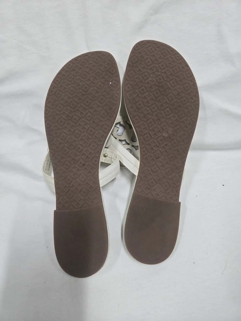 Tory Burch White Logo Cutout Thong Sandals
